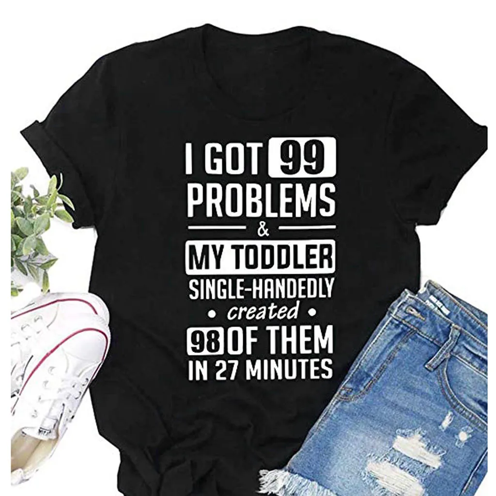 Женская летняя футболка Повседневная с коротким рукавом и буквенным принтом