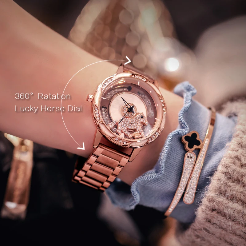 Часы наручные женские кварцевые с изображением животных из нержавеющей стали |