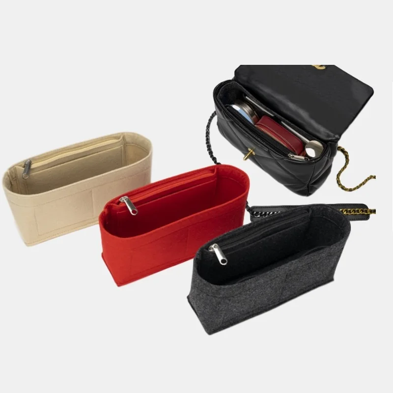 Bolsa de mano con solapa CC 19, bolso de mano de fieltro, organizador de maquillaje, bolso interior de viaje, bolsas de cosm&eacute;ticos port&aacute;tiles-4