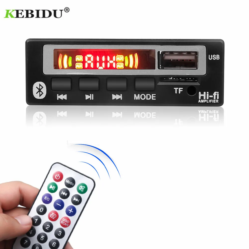 KEBIDU Bluetooth 5 0 цветной экран MP3 WMA WAV декодер плата в 12 В беспроводной аудио модуль USB TF