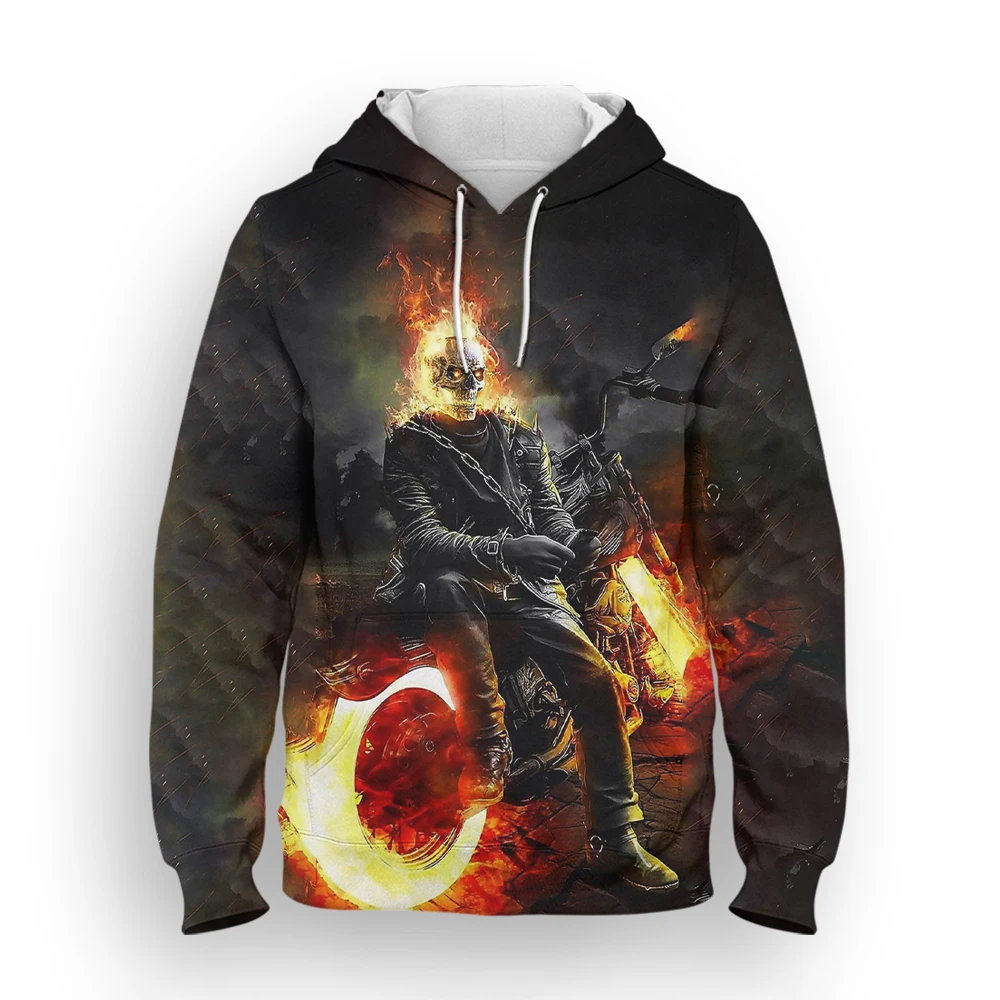Крутая Женская толстовка с капюшоном Marvel Ghost Rider повседневная весенне-осенняя для