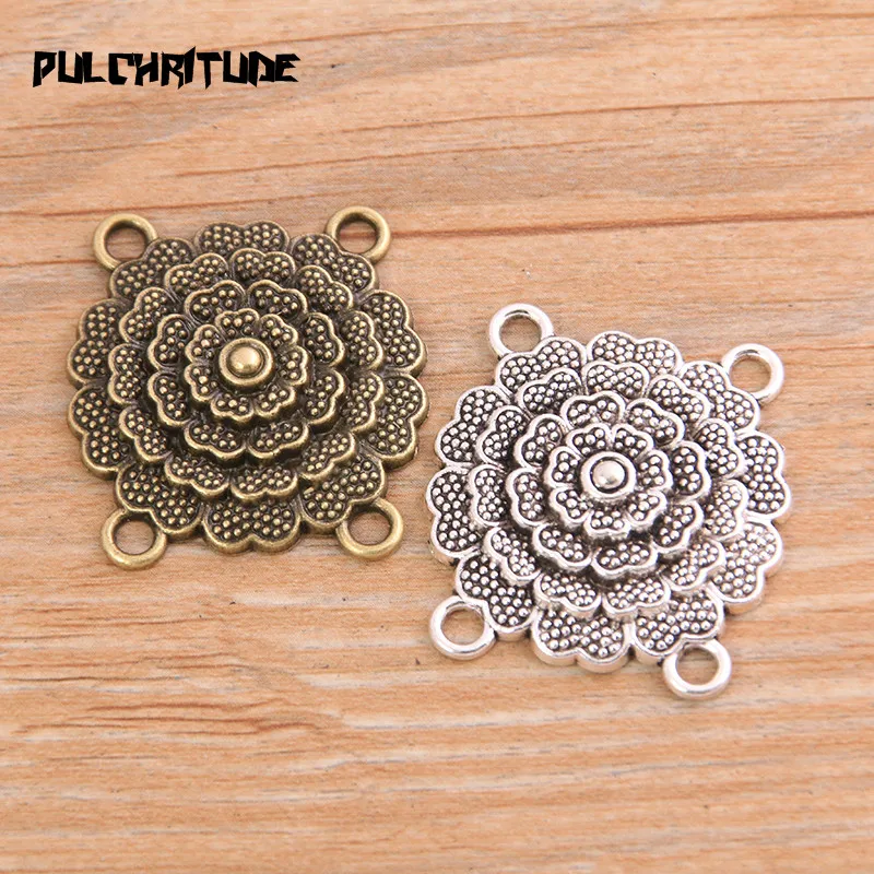 PULCHRITUDE 6 шт. 28*30 мм новый продукт два цвета Круглый Цветок из цинкового сплава