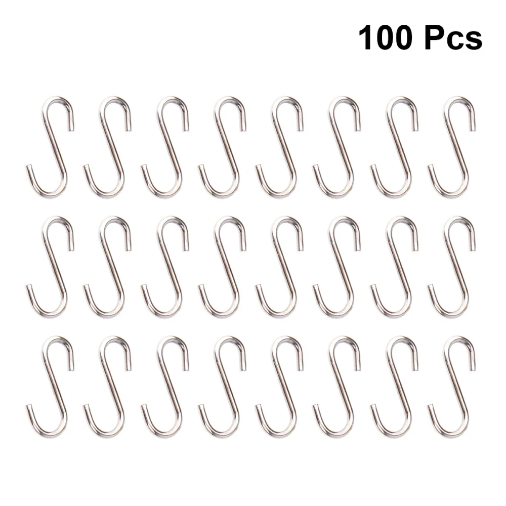 

100PCS DIY Mini S-shaped Hooks Sturdy S-shaped Hooks Stainless Steel S-shaped Hangers Metal DIY Jewelry Accessory