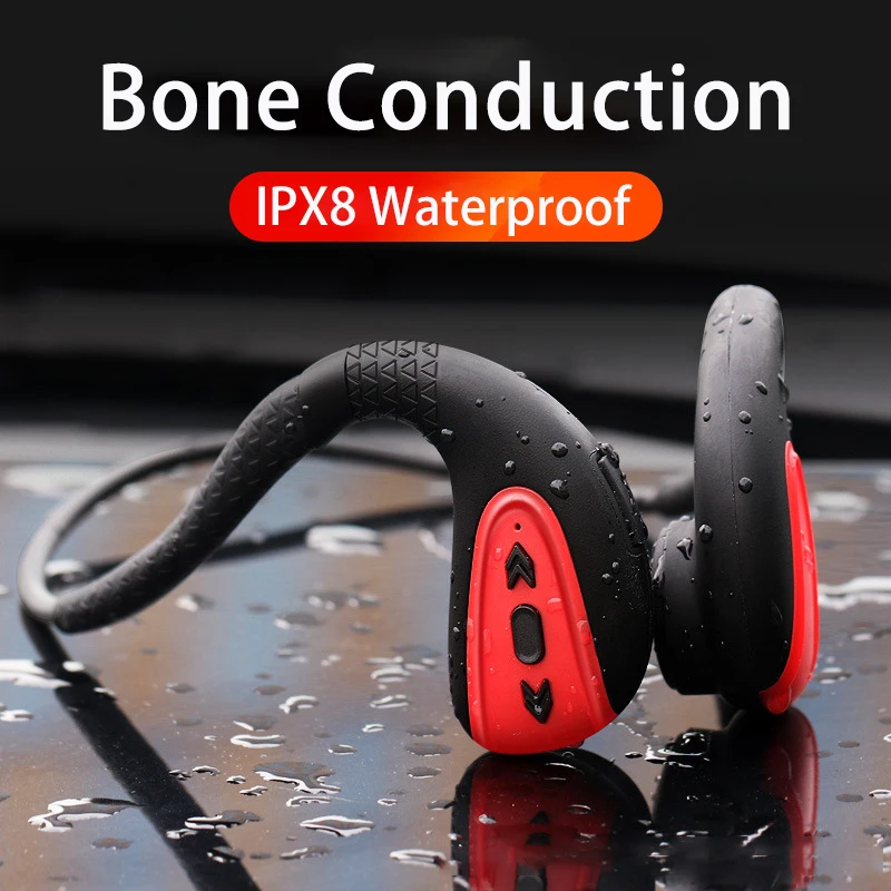 

NewQ1 Bone Headset Bluetooth Headset Stereo Heavy Bass Built-In 8G IPX8 Waterproofsports Swimming Diving Headset 15 Days Standby