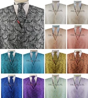 high quality groom 4pcs paisley vest necktie bowtie hankerchief for weddingsuit