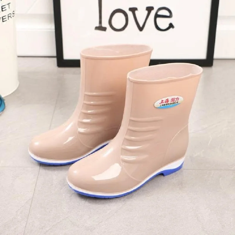 Женские нескользящие резиновые ботинки Ms. демисезонные с рукавами Короткие