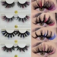 20mm 25mm colored eyelashes 3d real mink fluffy soft cilias pink blue mix colourful false lashes natural dramatic bulk
