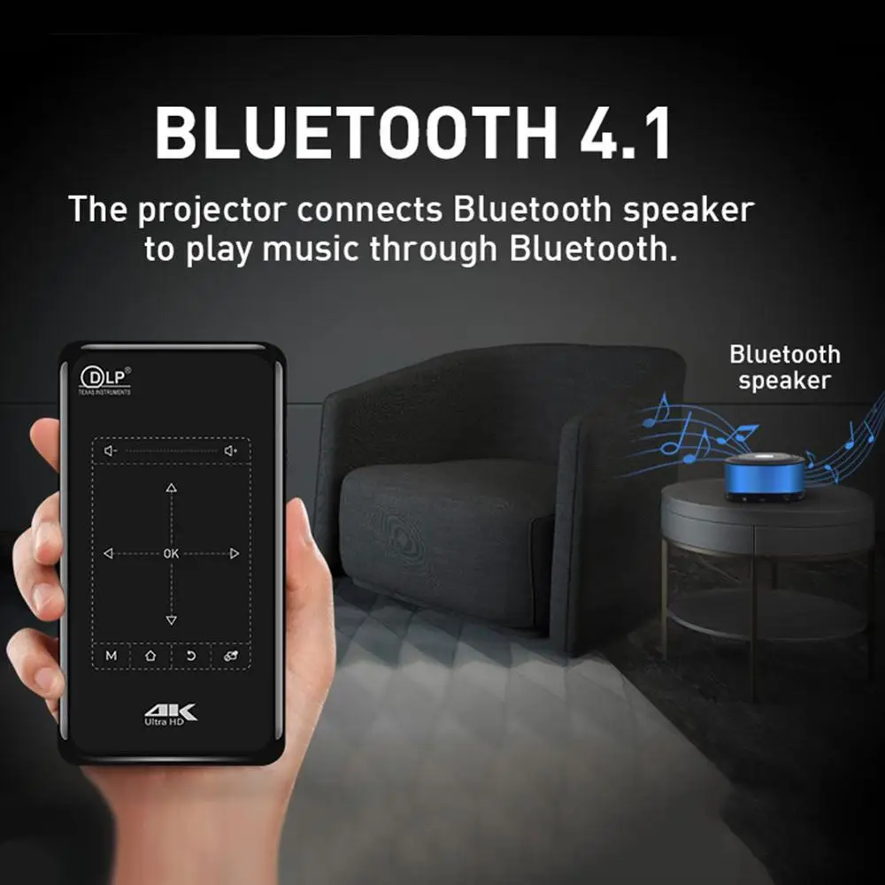 HD 4K умный беспроводной мини проектор DLP Android wifi Bluetooth 1080P 8G домашний кинотеатр HDMI