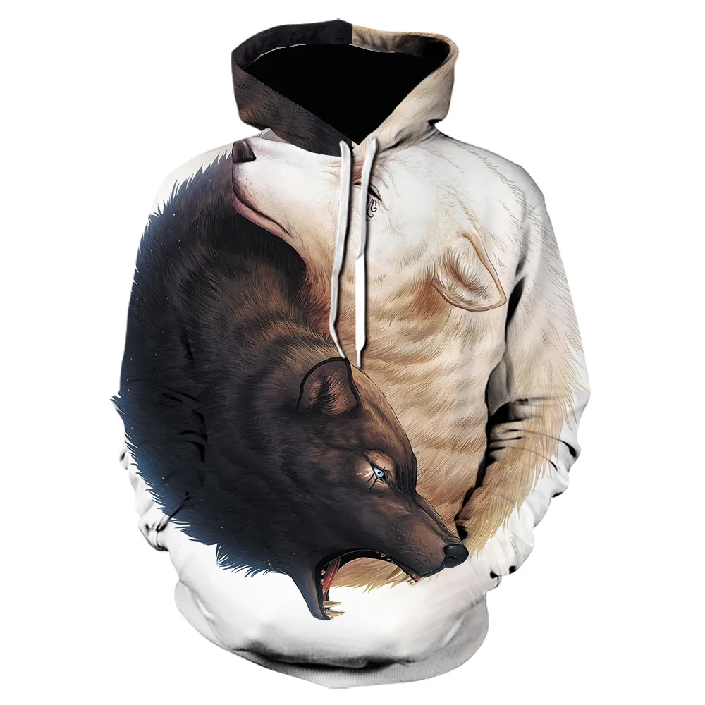 

Novelty Wolf lovers Printed Tracksuit 3D casual Hoodie Men popular streetwear Quality Jackets animal Pullovers off white hoodies