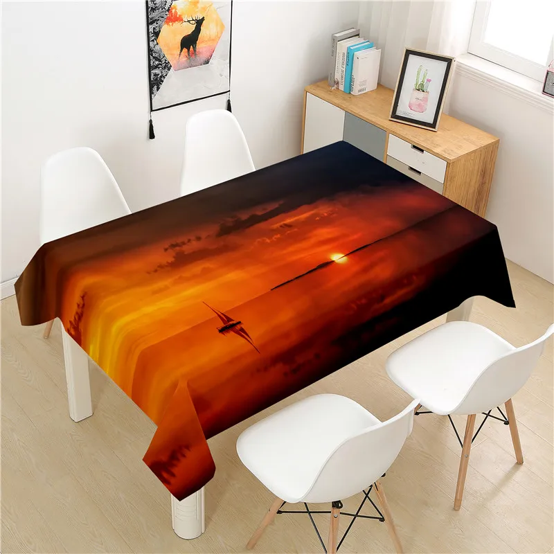 

Setting Sun Tablecloth polyester Hotel Picnic Table Rectangular Table Covers Home Dining Tea Table Decoration