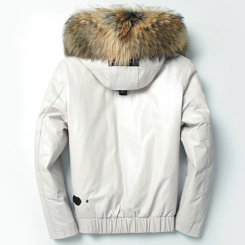 Мужская кожаная куртка с подкладкой из меха норки