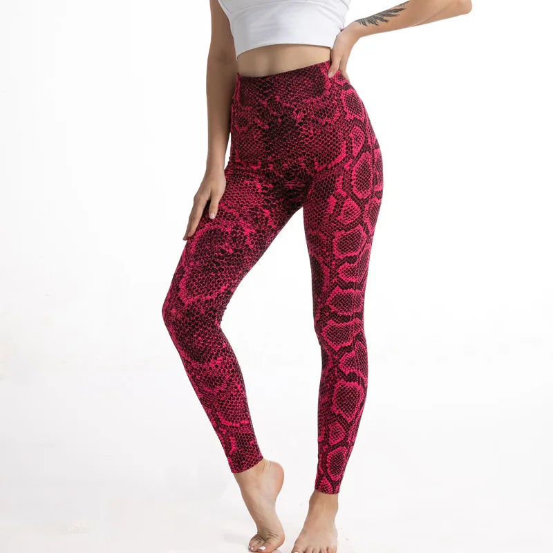 

Women's yoga pants slim slim sexy snake print feet pants women's high elastic hip leggings women's home pants travel pants