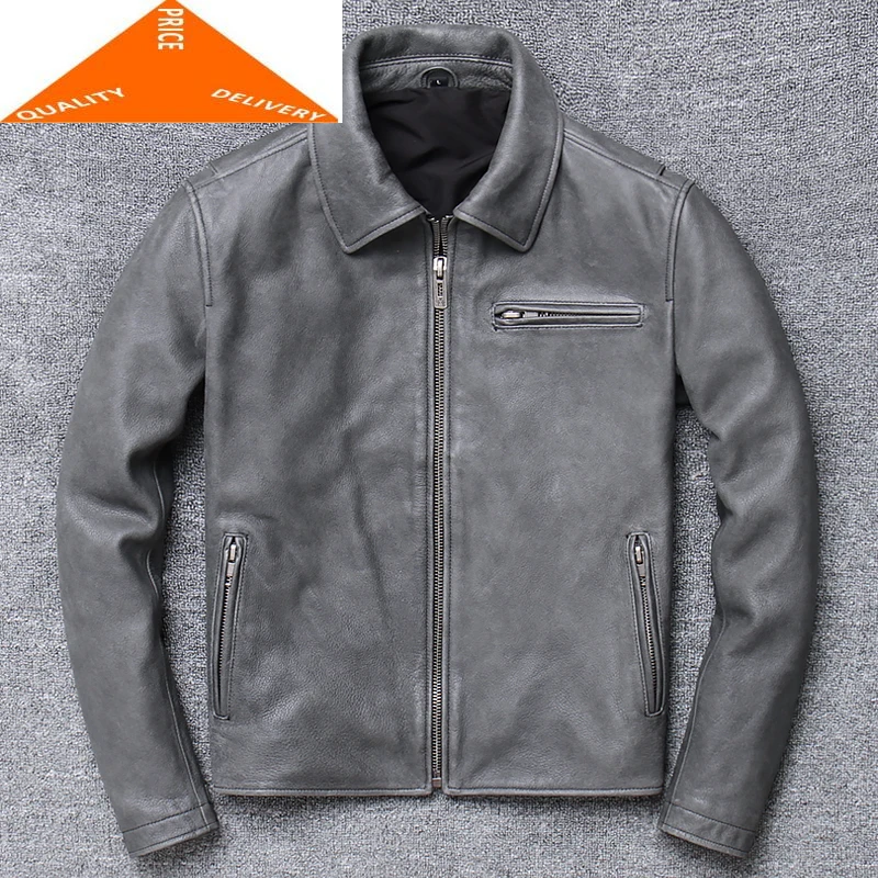 

Genuine Winter 100% Jacket Men Chaqueta 2020 Natural Streetwear Real Cow Leather Coat Mens Veste Cuir Homme 9995