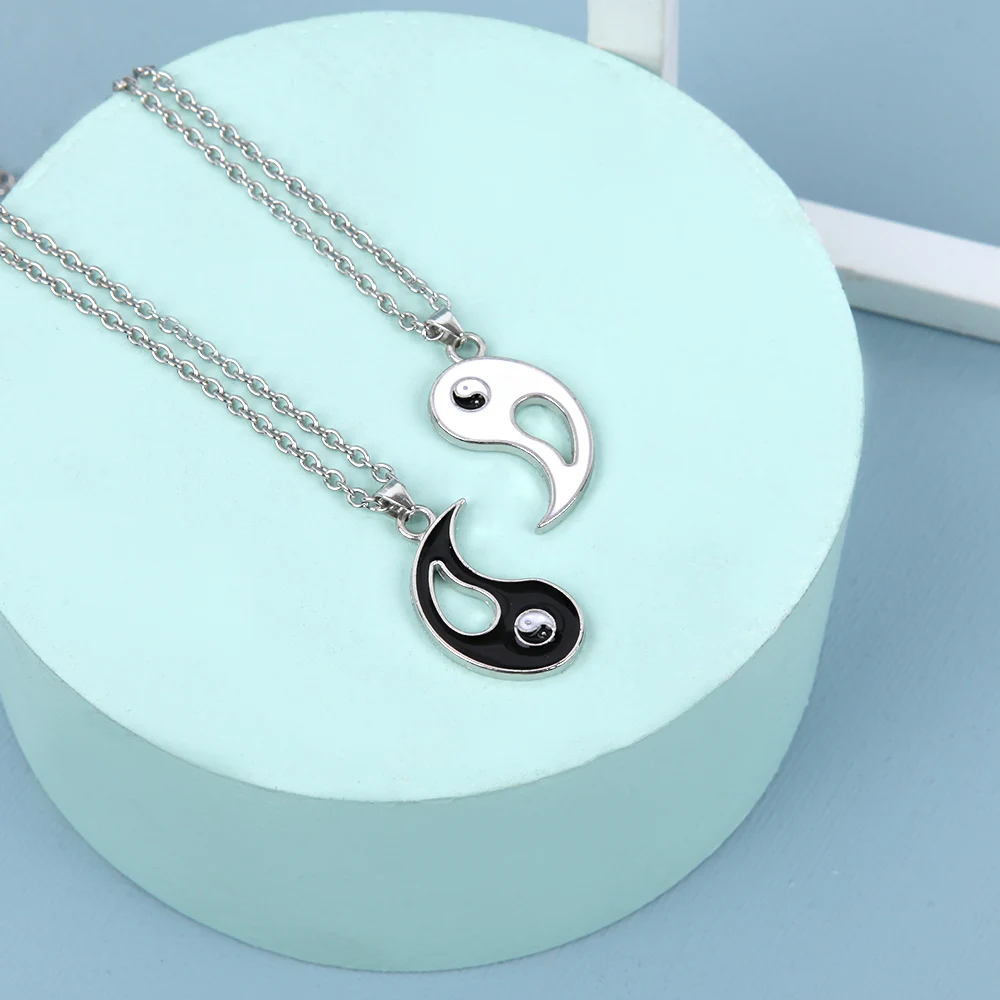 

1 Pair Tai Chi Paired Pendant Couple Necklaces For Lovers Best Friends Yin Yang Long Gold Chain Necklace Fashion Jewelry Gifts