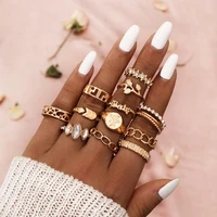 30 styles bohemian rings tortoise rose star chain gold color ring set personality lady wedding jewelry