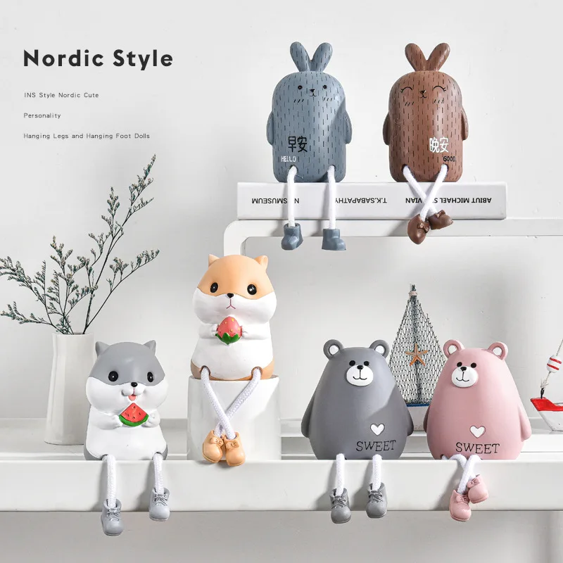 

Nordic Wind Resin + Hemp Rope Hanging Doll Creative Furnishings Bedroom Indoor Lovely Girl Heart Room Decoration Home Decoration