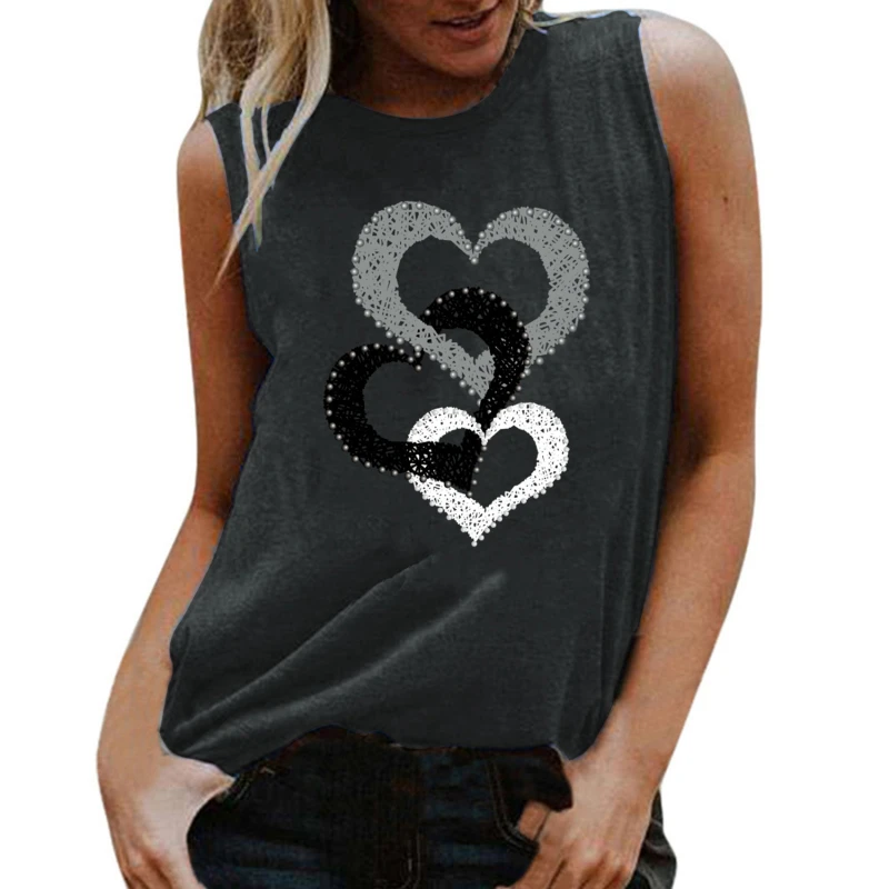 

2021 Summer Women O-Neck T-Shirts New Fashion Love Printed Casual Short Sleeve Polyester Comfortable Fashion Holiday Tops