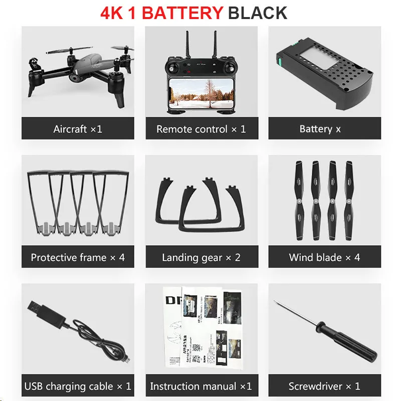 Black 4K 1B SG106 Радиоуправляемый Дрон оптический поток 1080P 720P 4K HD Двойная камера в реальном времени воздушная видео Радиоуправляемый квадрокоптер самолет позиционирование игрушки RTF малыш - Цвет: Black 4K 1B
