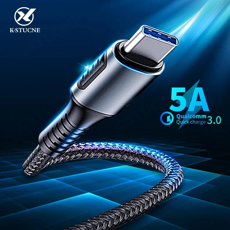 

5A USB Type C Cable For Huawei P20 Lite Honor 20 10 9 Pro 3.1 Fast Charging Data Cord For Xiaomi Redmi Note 8 7 Pro Type-C Cable