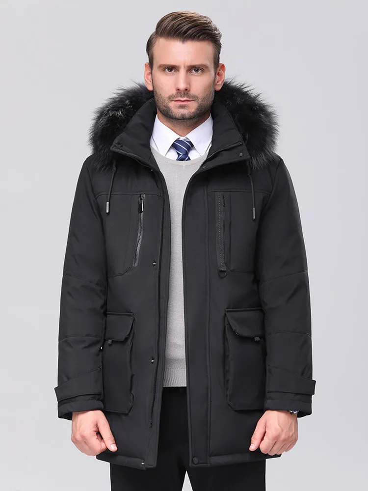 Мужской пуховик на белом утином пуху VSD 2019 толстые теплые парки мужские