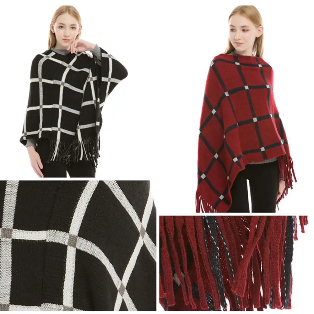 Febelle женская имитация кашемира теплый хедж плащ большого размера клетчатый