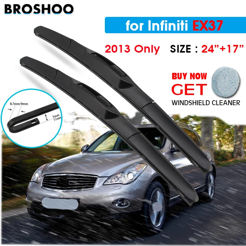

Car Wiper Blade For Infiniti EX37 24"+17" 2013 Only Auto Windscreen Windshield Wipers Blades Window Wash Fit U Hook Arms