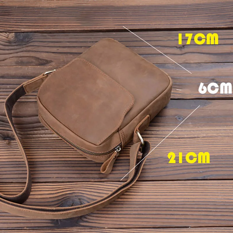 

AETOO Handmade old men's bag, mad horse leather shoulder bag, retro casual men's leather bag, head leather slant bag