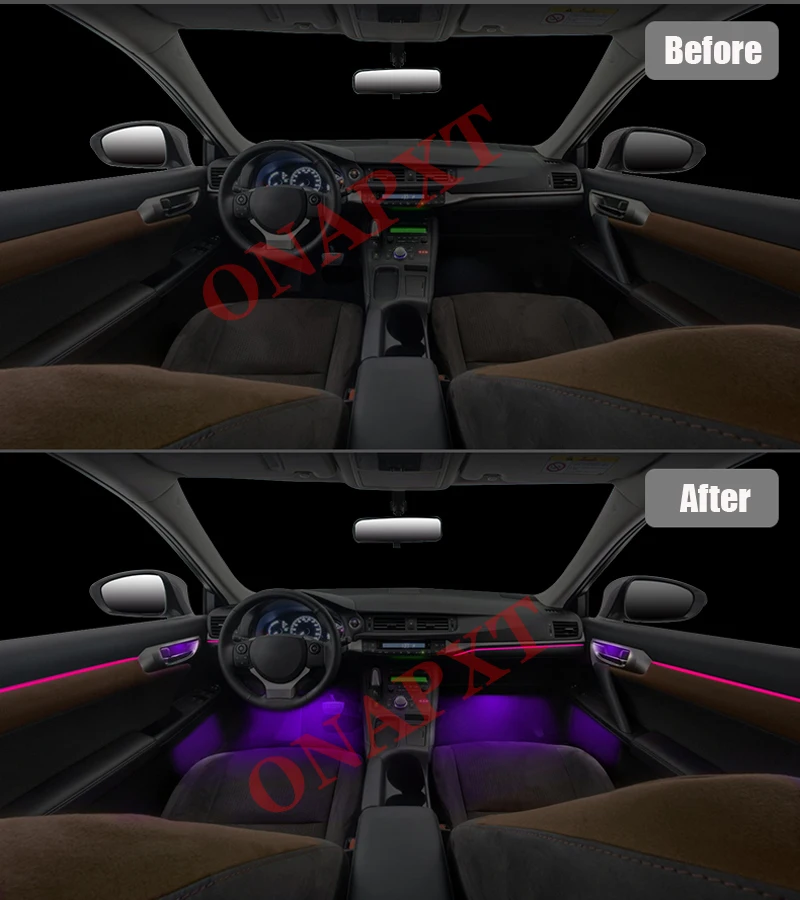 

Auto Car For Lexus CT200 2020-2021 Button Control Decorative Ambient Light LED Atmosphere Lamp illuminated Strip 64 Colors