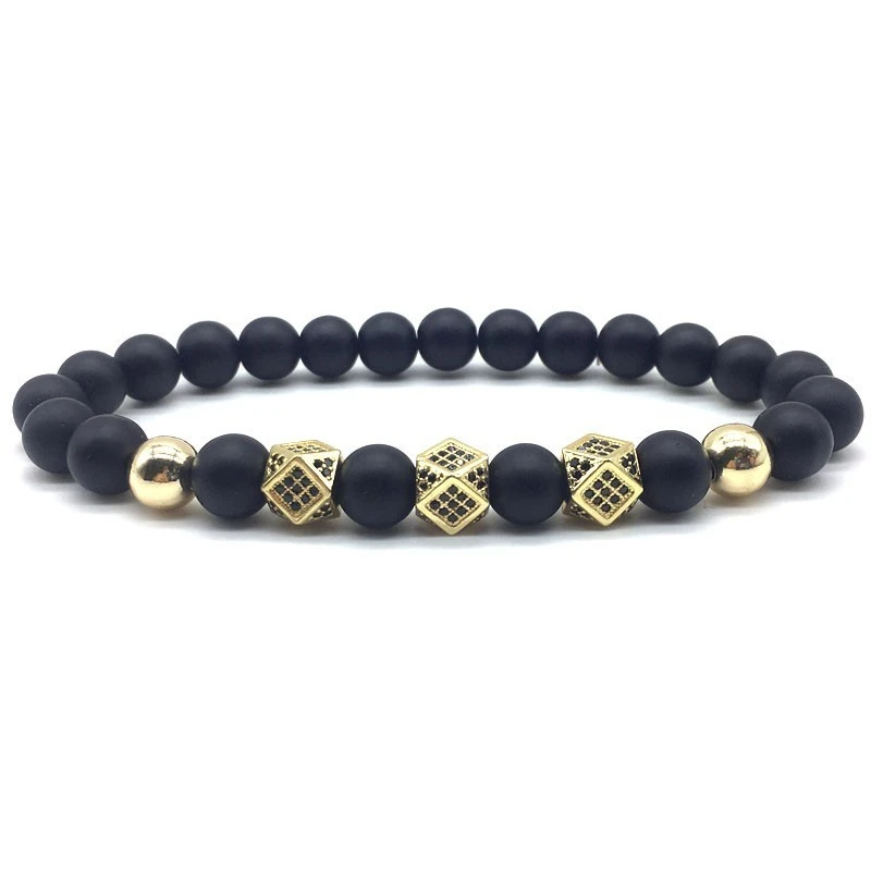 Fashion New Charm Bracelet Men Pave Cubic Zirconia Geometric Matte Beads For Jewelry Gift Pulsera Hombre | Украшения и аксессуары