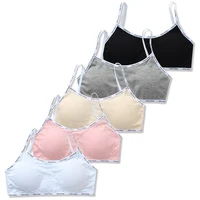 5pclot girls bra breathable teenager bras for kids adolescente lingerie solid color teen vest girls tube tops underwear