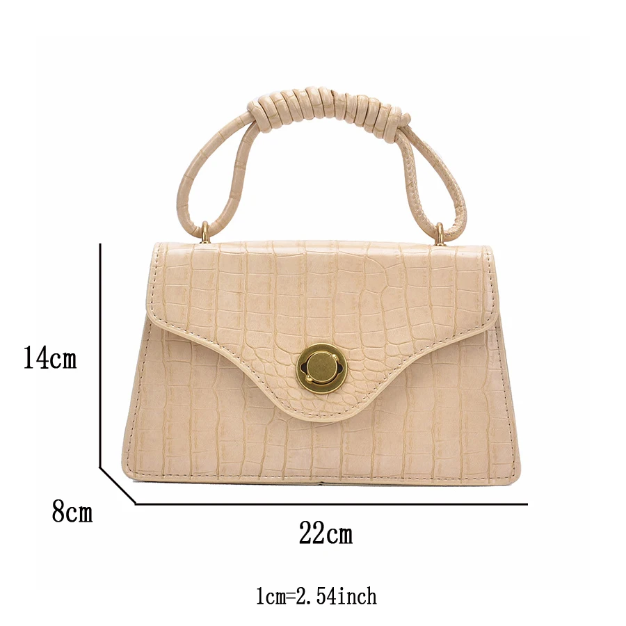 

Vintage Crocodile Pattern Small Square Bag Women Twist Rope Top Handle Bag Fashion Shoulder Bags Casual Crossbody Bags Retro Bag