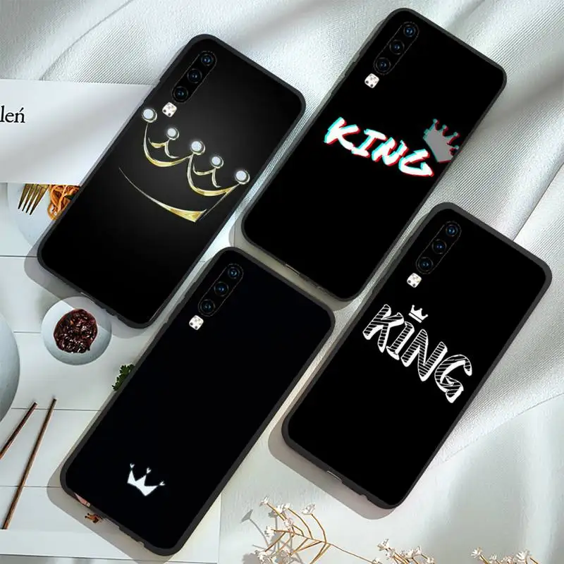 

Cartoon Crown Letter King Queen DIY Phone Case For Huawei P20 P30 P40 lite Pro P Smart 2019 Mate 10 20 Lite Pro Nova 5t