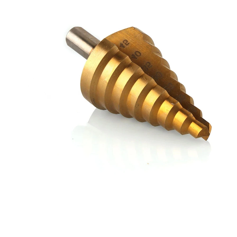 

1pcs HSS Titanium Coated Straight Flat Bit 10-45mm Triangle Shank Step-Drilling Steel Plate Hole Openers Wood Drilling Tools
