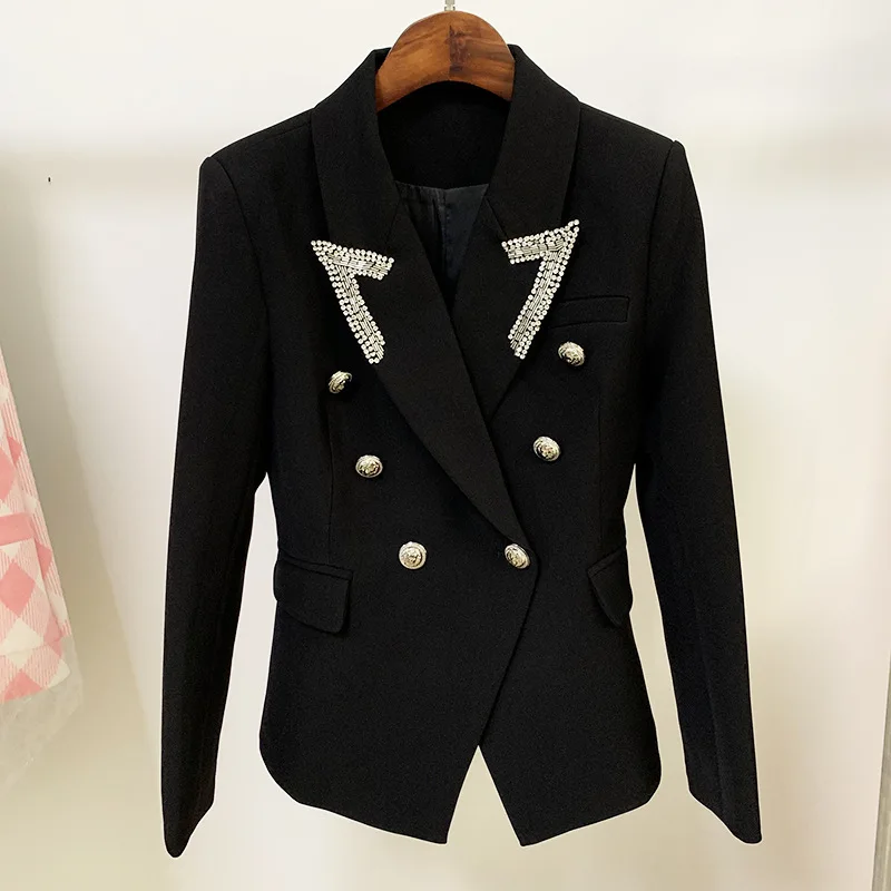 

2021 New Star Jacket Collar Pin Bead Inlaid Diamond Fashion Double Breasted Slim Fit Suit