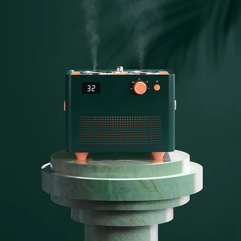 

Home Air Humidifier Retro Record Player Humidifier Double Nozzle Cool Mist Heavy Fog Ultrasonic USB Humidificador Green