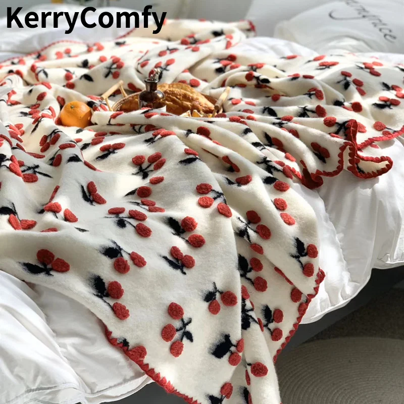 

Кашемировое одеяло рождественское красное шерстяное одеяло вишня/клубника вязаное одеяло s для кровати диван путешествия мягсветильник портативное