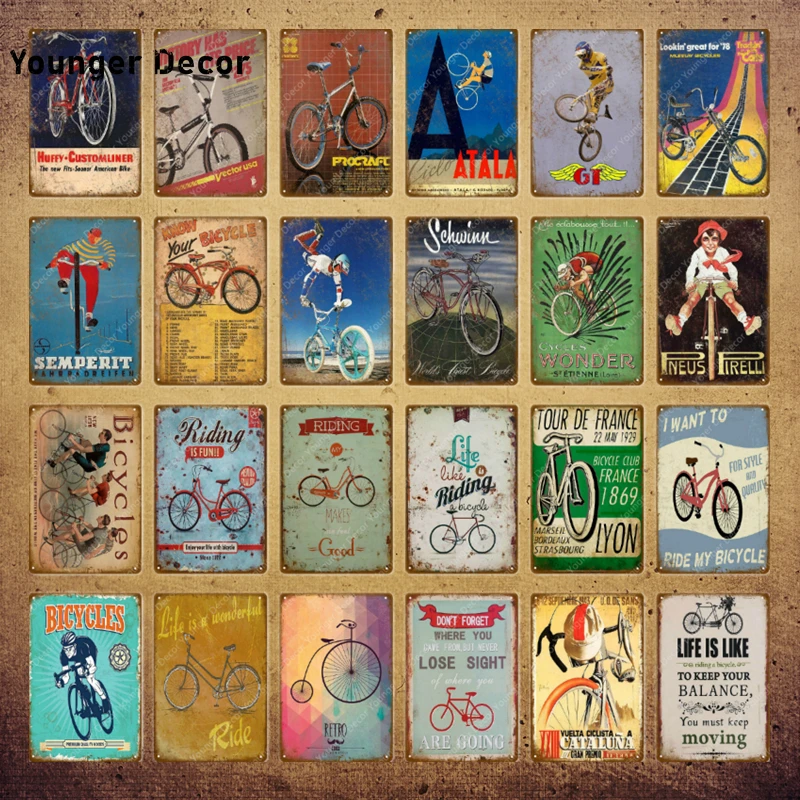 

Ride Bicycle Metal Signs Riding Bike Retro Poster Vintage Bar Pub Club Home Decor Shabby Chic Wall Art Painting Plaque YI-033