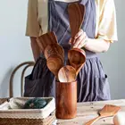 Ложка Из Натурального Тика, длинный половник, лопатка, дуршлаг для риса, супа, шумовка, ложка для приготовления пищи, лопатка, Тайланд, деревянный кухонный набор инструментов