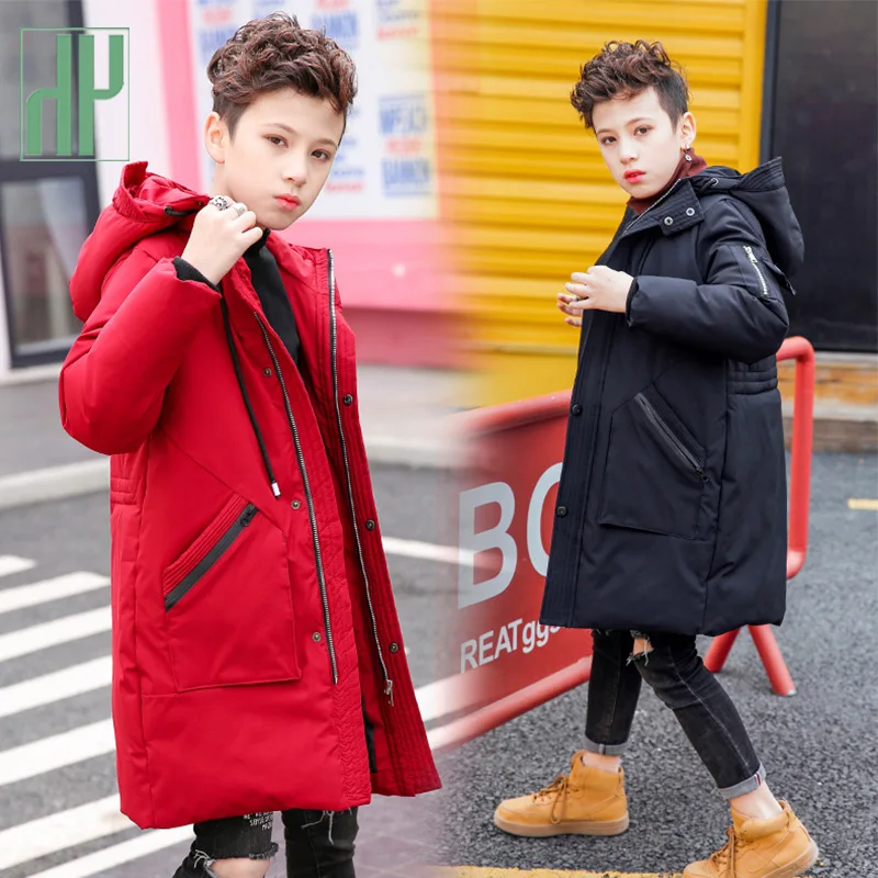 -30 Водонепроницаемая зимняя куртка для мальчиков теплая пуховая с хлопковой