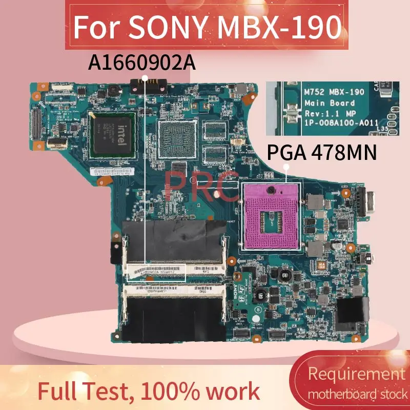 A1660902A для SONY MBX 190 материнская плата ноутбука 1P 008A100 A011 GM45 PGA 478MN DDR2