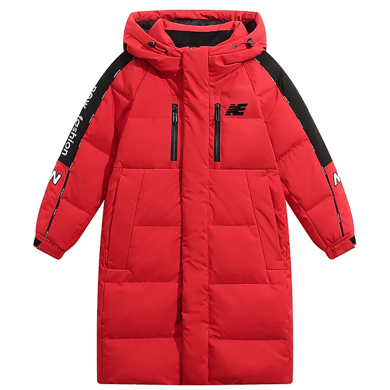 Chaqueta larga de invierno para ni&ntilde;o, mono de nieve para ni&ntilde;o, abrigo largo para ni&ntilde;o, Plum&iacute;fero a prueba de viento, Parka gruesa con capucha para exterior, 90%-4