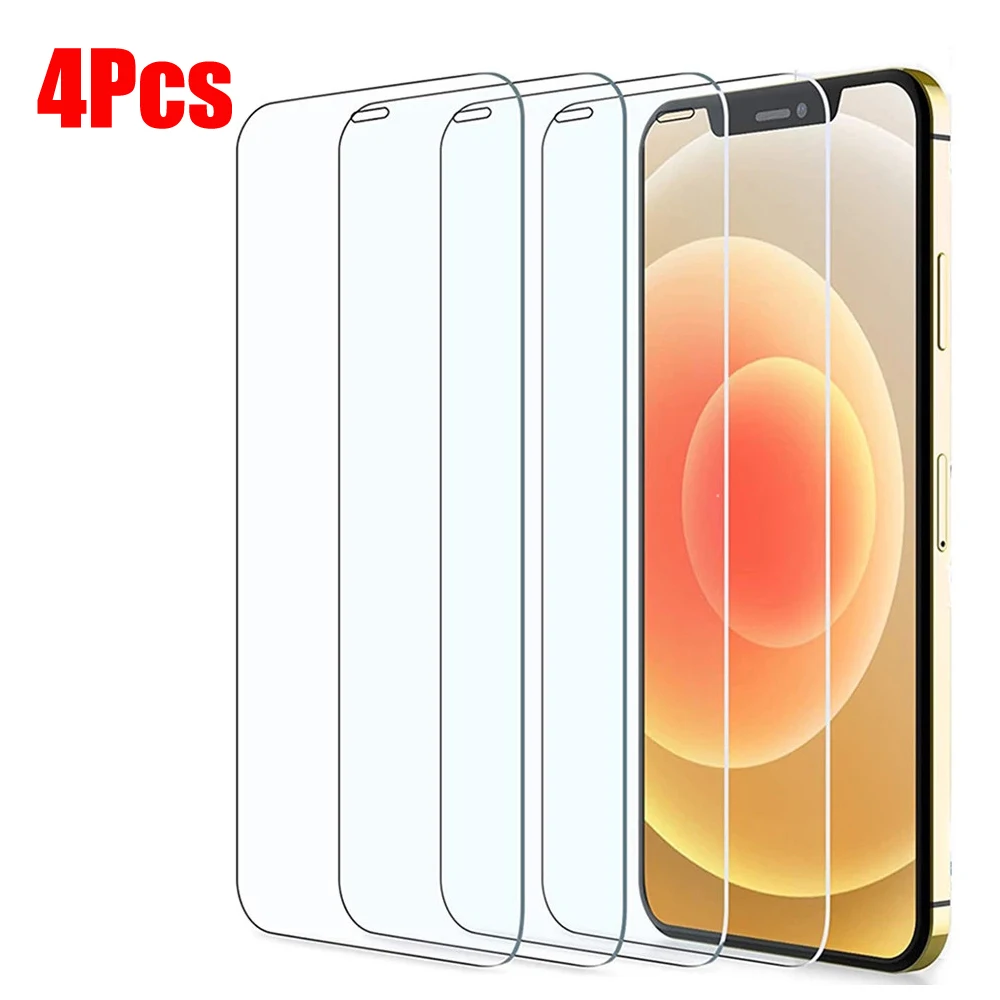 

4Pcs Tempered Glass On iPhone XR X XS 11 12 Pro Max 12mini Screen Protector Protective iPhone 6 6s 7 8 Plus 5 5s SE 2020 4 4S