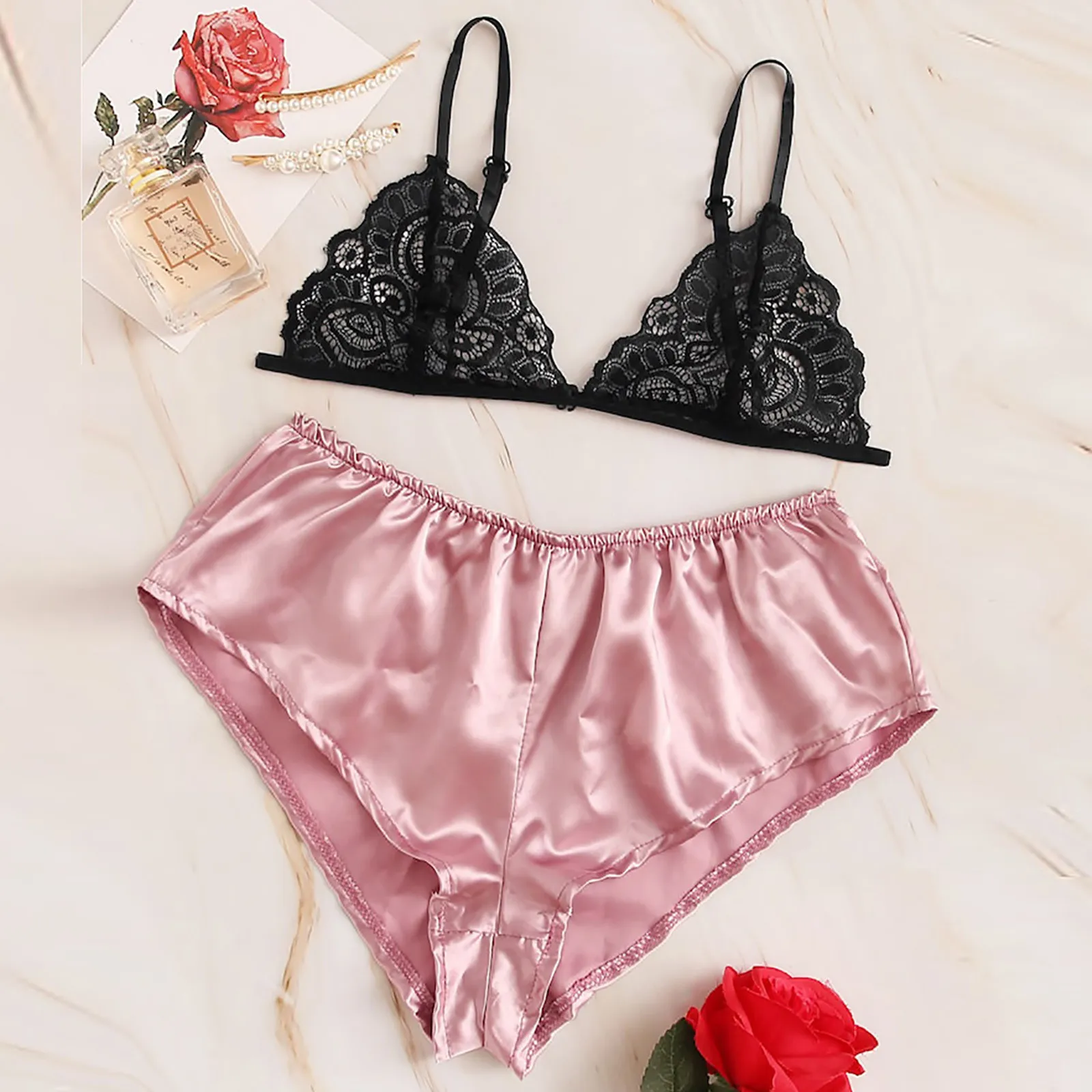 

Women Lingerie Corset Lace Free Wire Racy Muslin Sleepwear Underwear Tops+Briefs