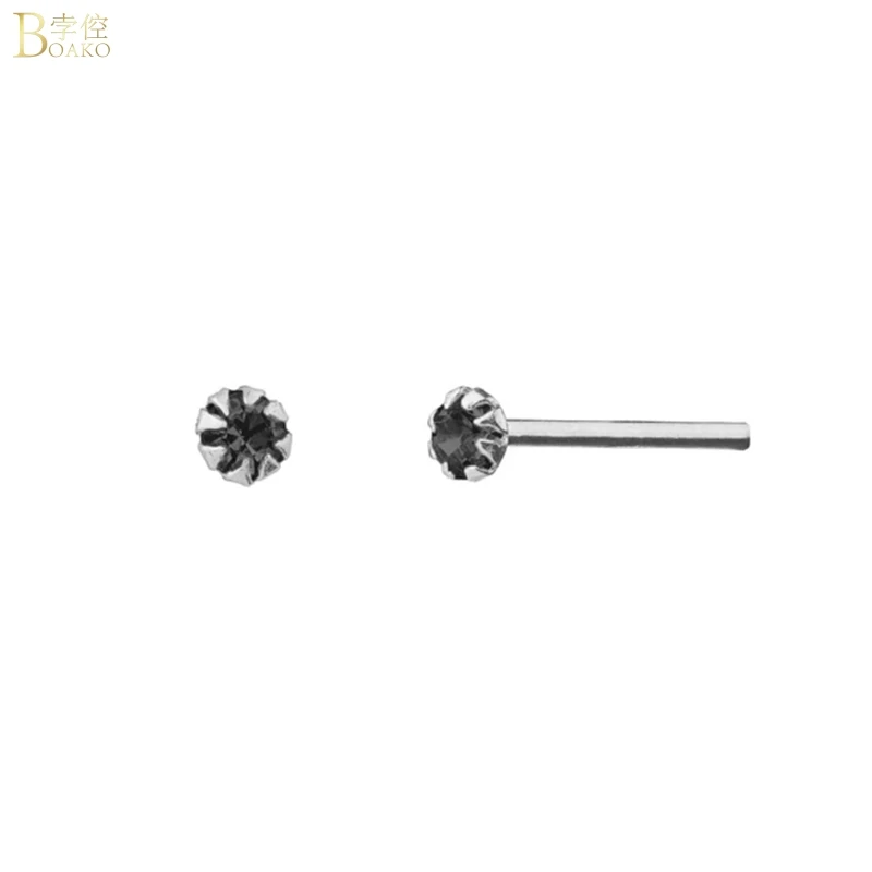 

Bokao Simple Style Mini 925 Sterling Silver Single Crystal Zircon Earrings For Women's Banquet Birthday Wedding Gift