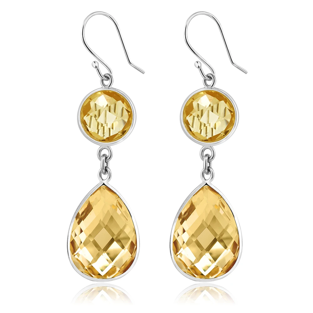 925 пробы серебряные серьги из натурального цитрина для женщин (13 00 шт/уп камень с
