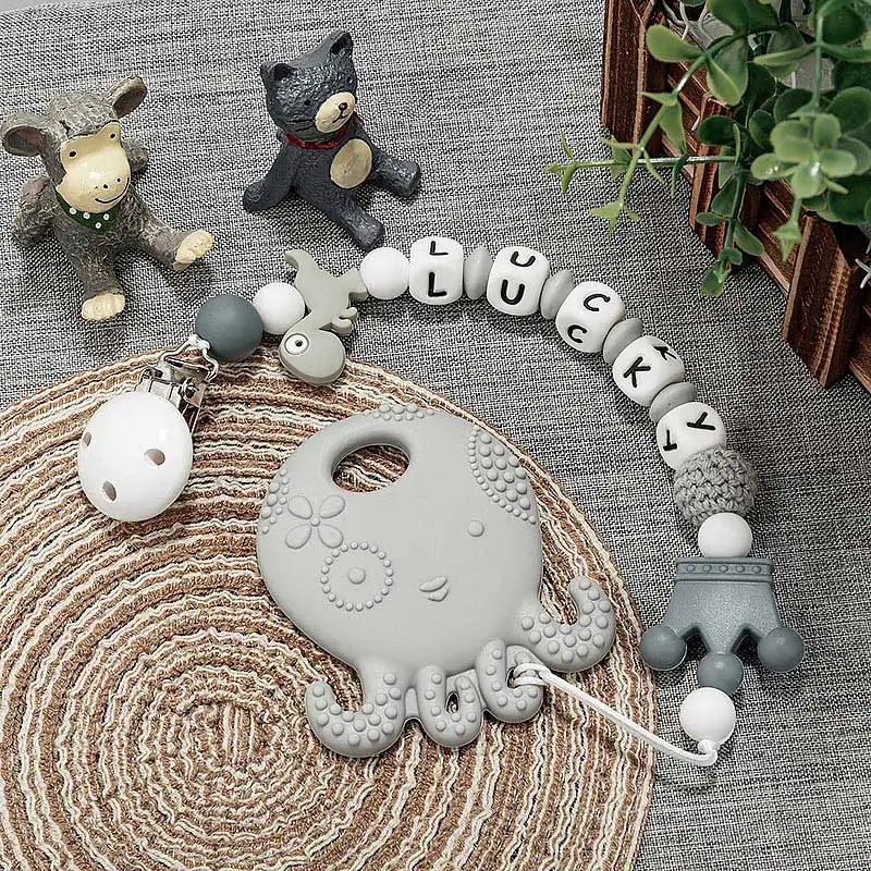 TYRY.HU 100Pc Chewing Silicone Beads BPA-Free 12mm Alphabet Letter For Teething Baby Pacifier Chain DIY Accessories | Мать и ребенок