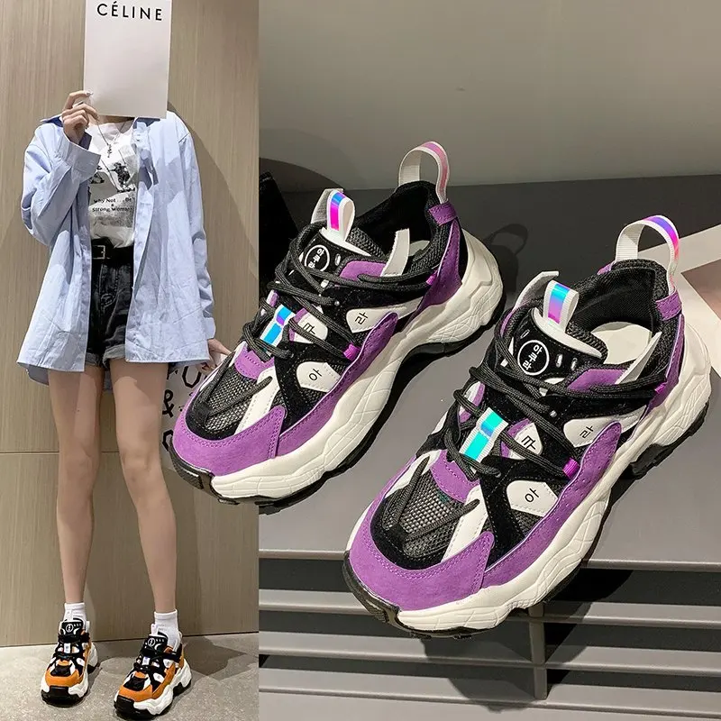

2021 Spring Women Casual Lace Up Chunky Shoes Comfortable Platform Sport Shoes Woman Sneakers Ladies Trainers Chaussure Femme