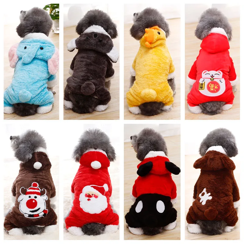 Утолщенная теплая плюшевая одежда для домашних животных собак кошек худи