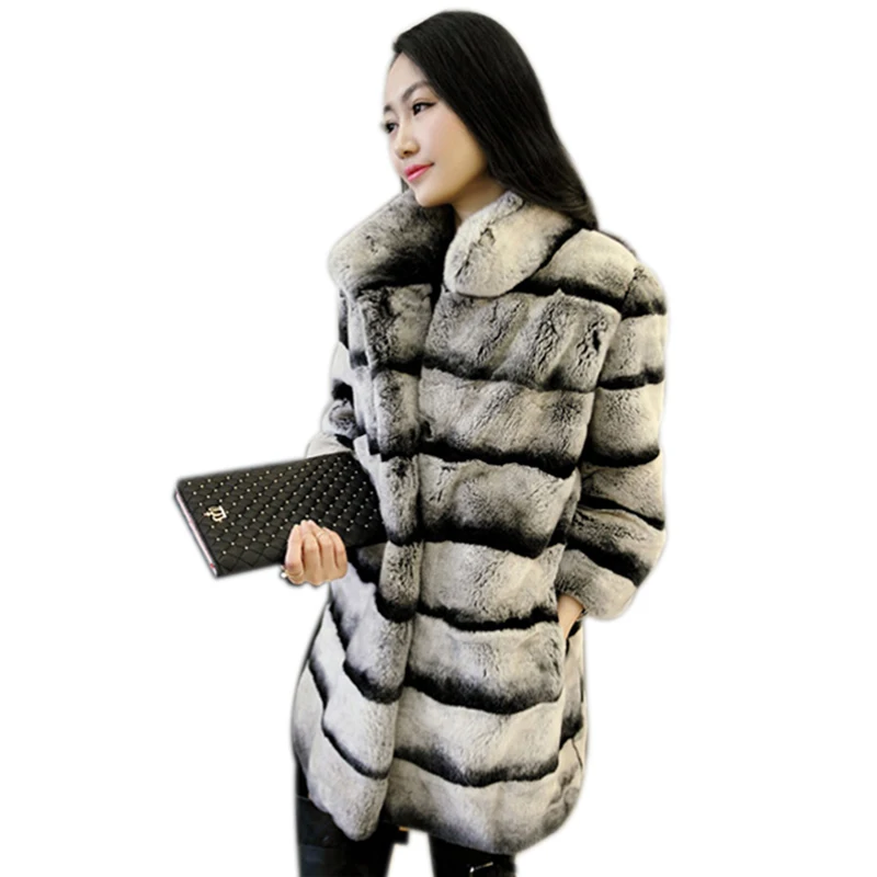 2015 женщин реальный шиншилла окрашенные рекс кролика пальто | Женская одежда