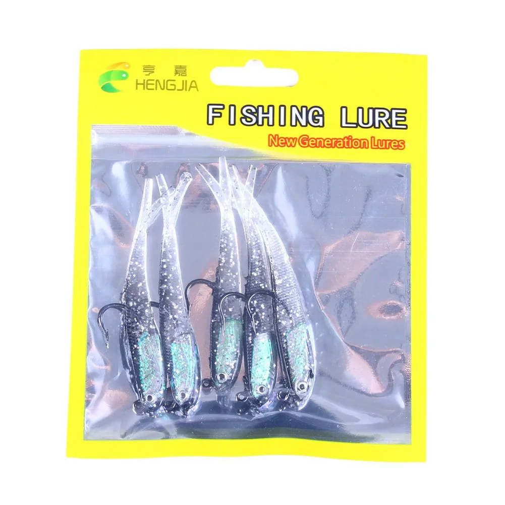 

5PCS 7.5cm/5g Soft Bait Wobblers Artificial Silicone Fishing Lure Sea Fishing Pale Chub Carp Pikes Bass Single Hook Bait Pesca